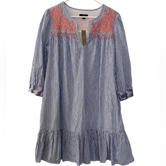 *NWT* J. Crew Embroidered Popover Dress With Ruffle Hem & Pockets - Picture 5 of 16